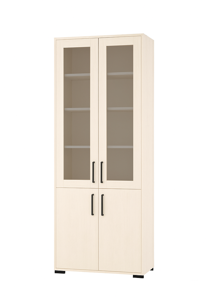 4-дверна шафа книжкова зі скляними дверцятами, ЛЕЛЕКА, 719х405х2025 мм.